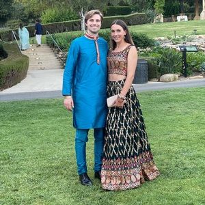 stunning lehnga dark green with fun accents